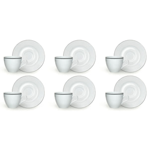 Set 6 Tazze Caffè con Piattino Excelsa – Platinum, Porcellana Bianca