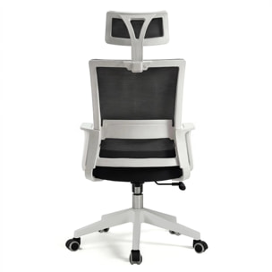 Silla de oficina ergonómica en blanco y negro 111-121x51 cm Dafne Tex Blanco - Negro
