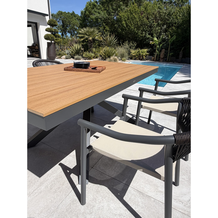 LAMU - Ensemble repas de jardin 4 places en alu - Gris anthracite