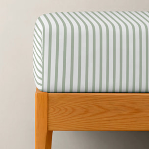 Cool Kids - Sábana bajera Estampada - Ajustable - 100% Algodón - Green Stripes
