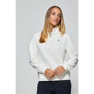 Felpa mezza cerniera bianco sporco con logo Rigby Go