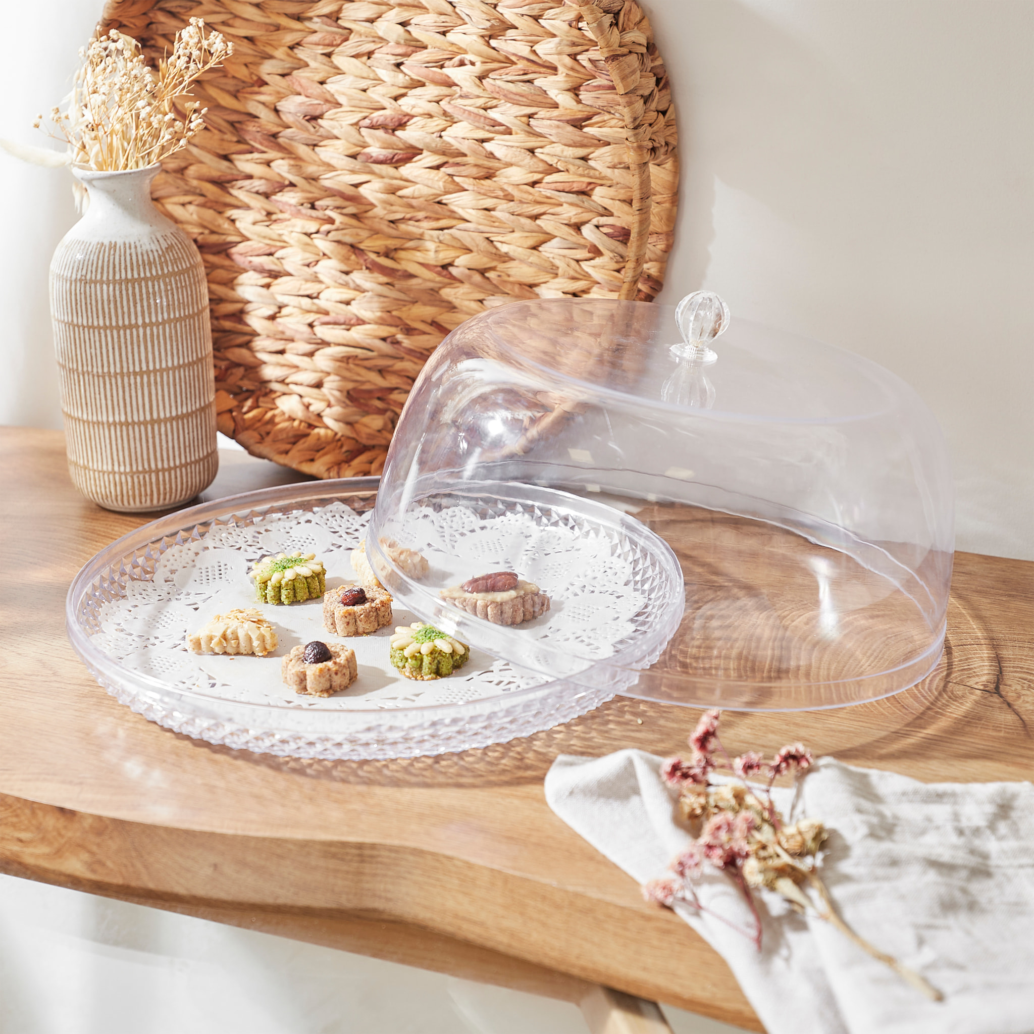 Plateau Gateaux Cloche En Ps Transparent D33cm M4