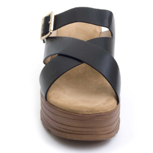 Sandalias de Cuña - Negro - Altura: 8 cm