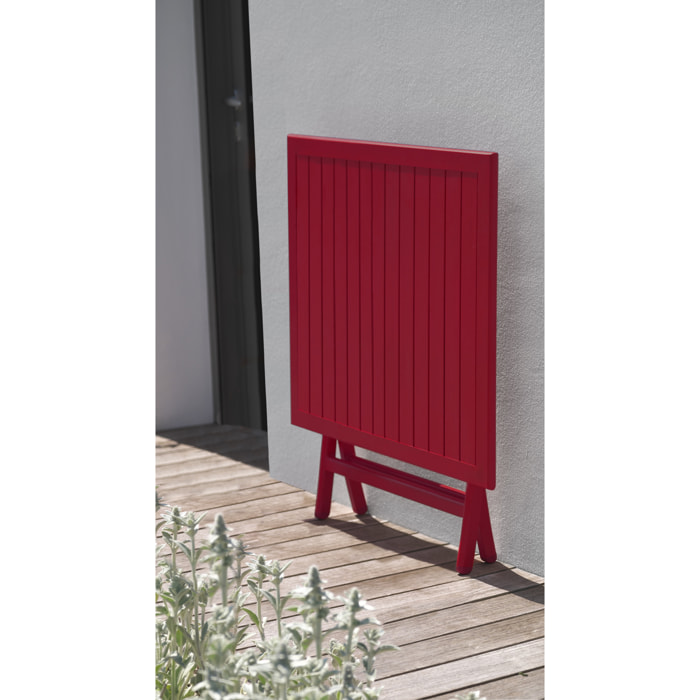MARIUS - Table de jardin pliante en aluminium rouge carmin
