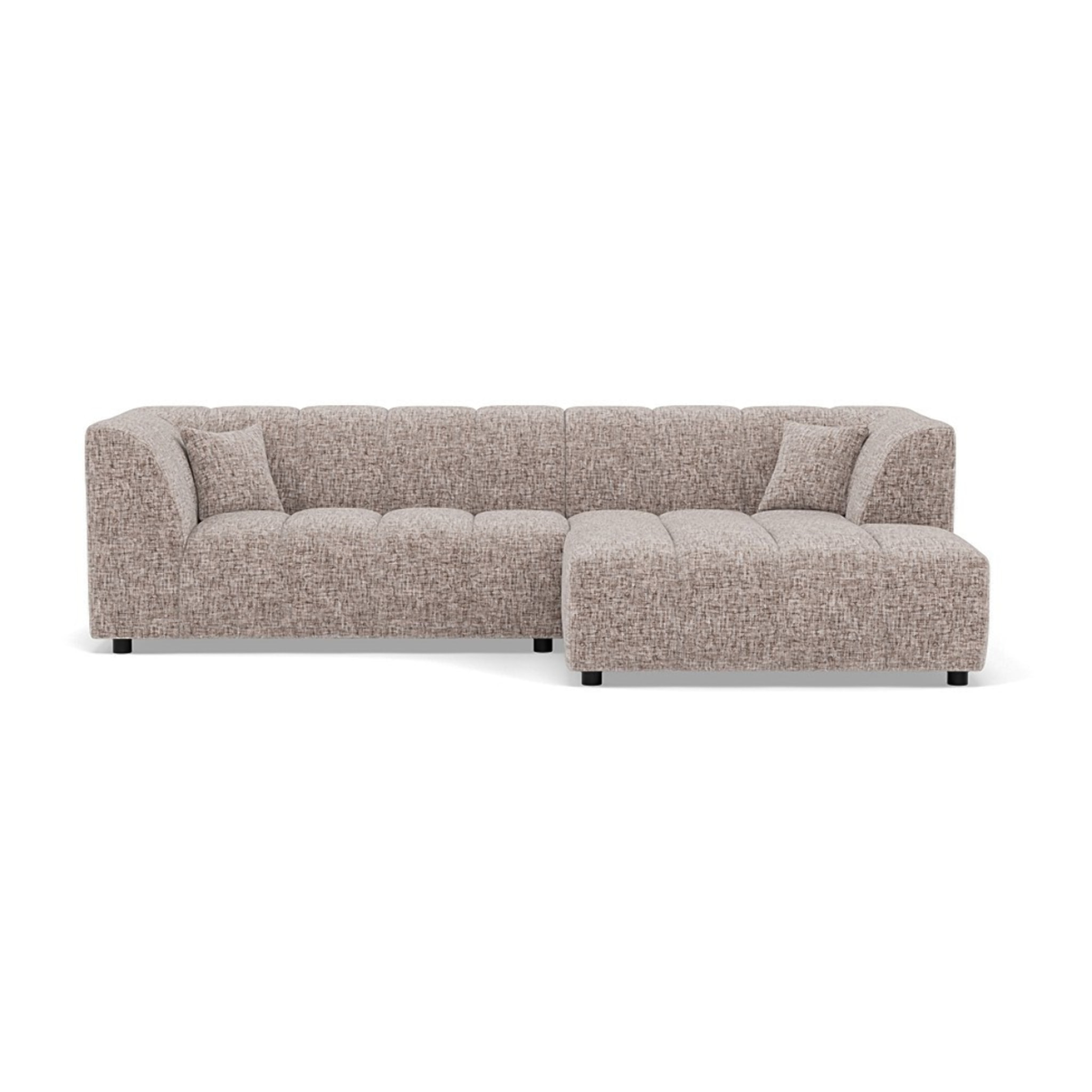 Curtis - canapé d'angle droit 4 places avec accoudoir en tissu texturé - Taupe