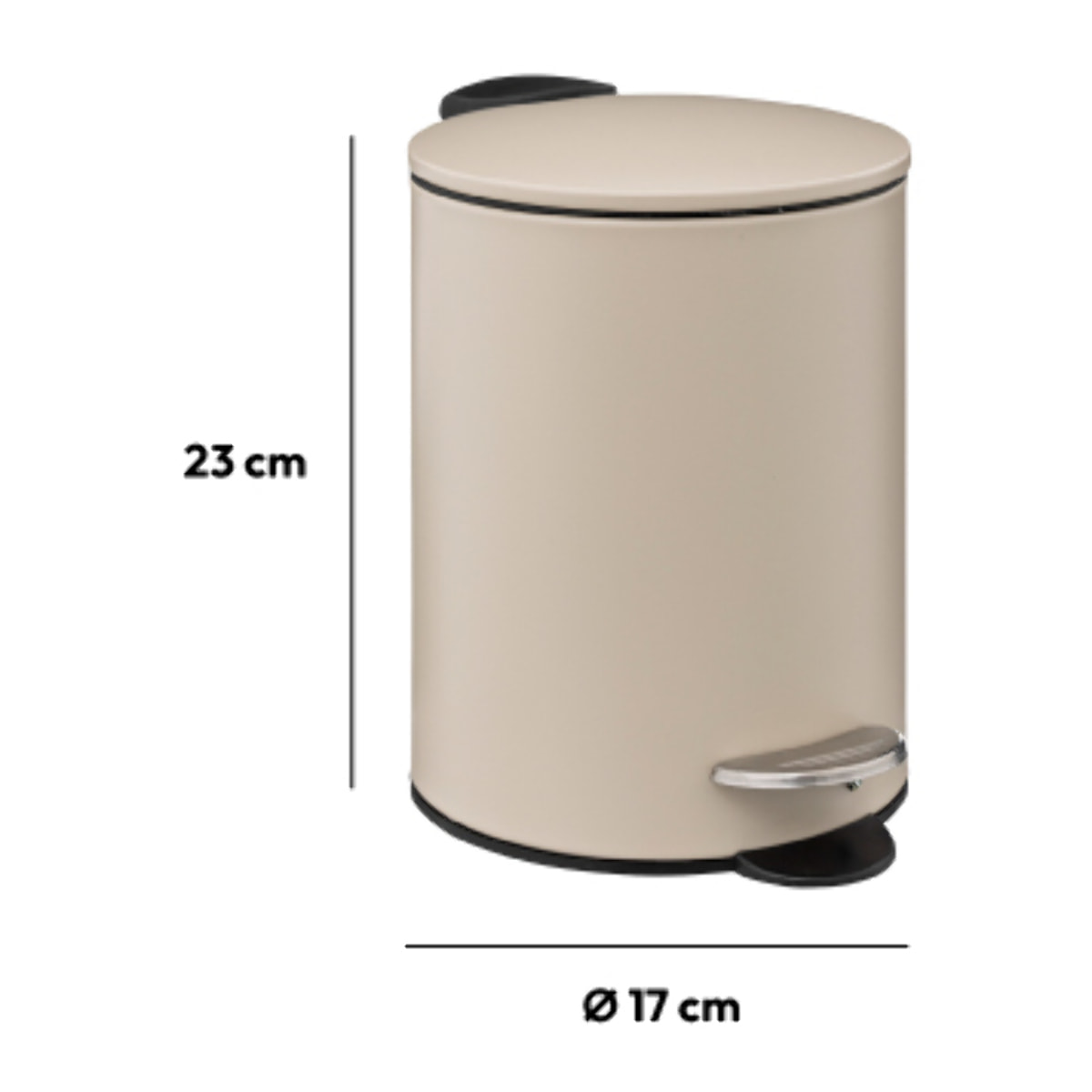 Poubelle métal soft close 3L "Colorama" beige naturel