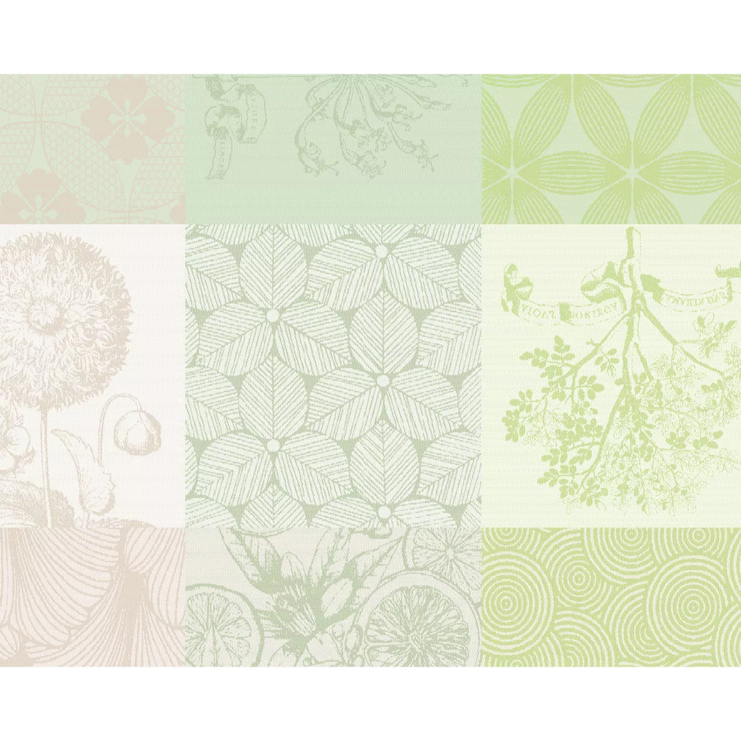 Set pur coton enduit motif jacquard Mille parfums verde