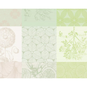 Set pur coton enduit motif jacquard Mille parfums verde