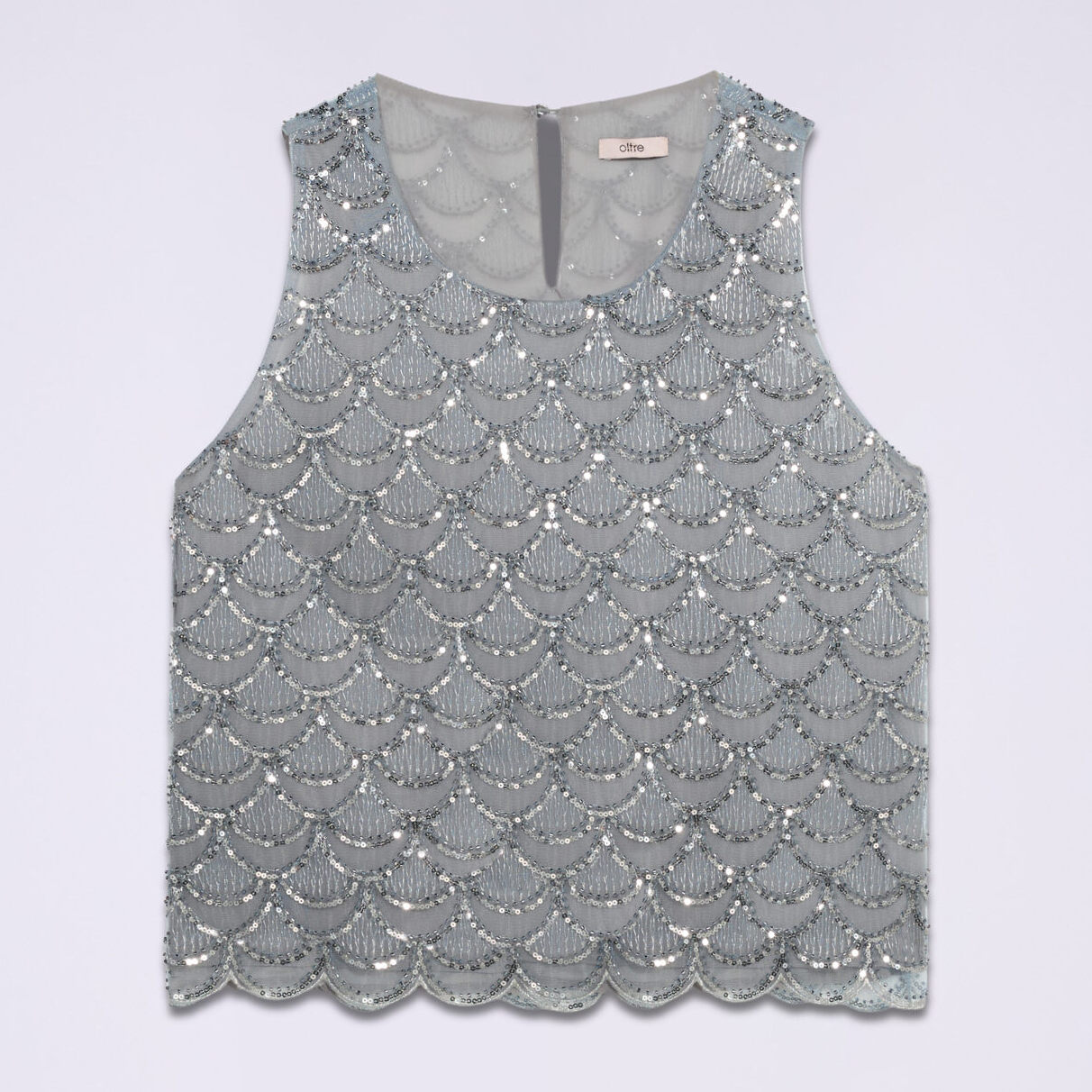 Oltre - Top in tulle e paillettes - Grigio
