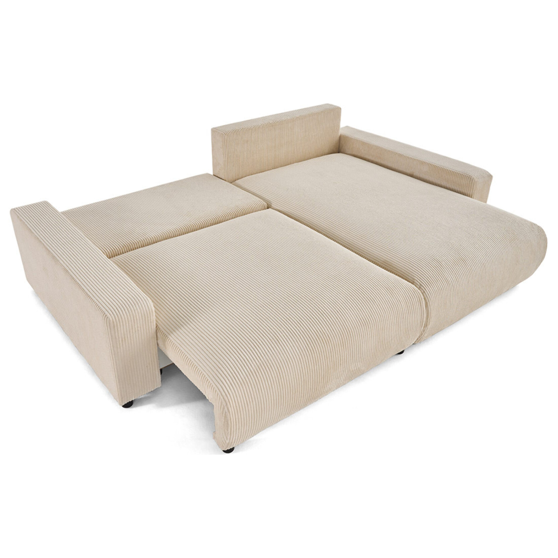 Pivoine - canapé d'angle 4 places réversible convertible avec 2 coffres en velours côtelé - Beige