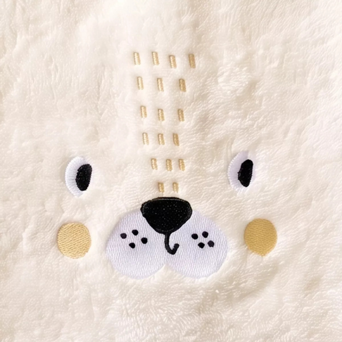 Drap de douche enfant pur coton 500 g/m² brodé jaune beige Petit lion angora