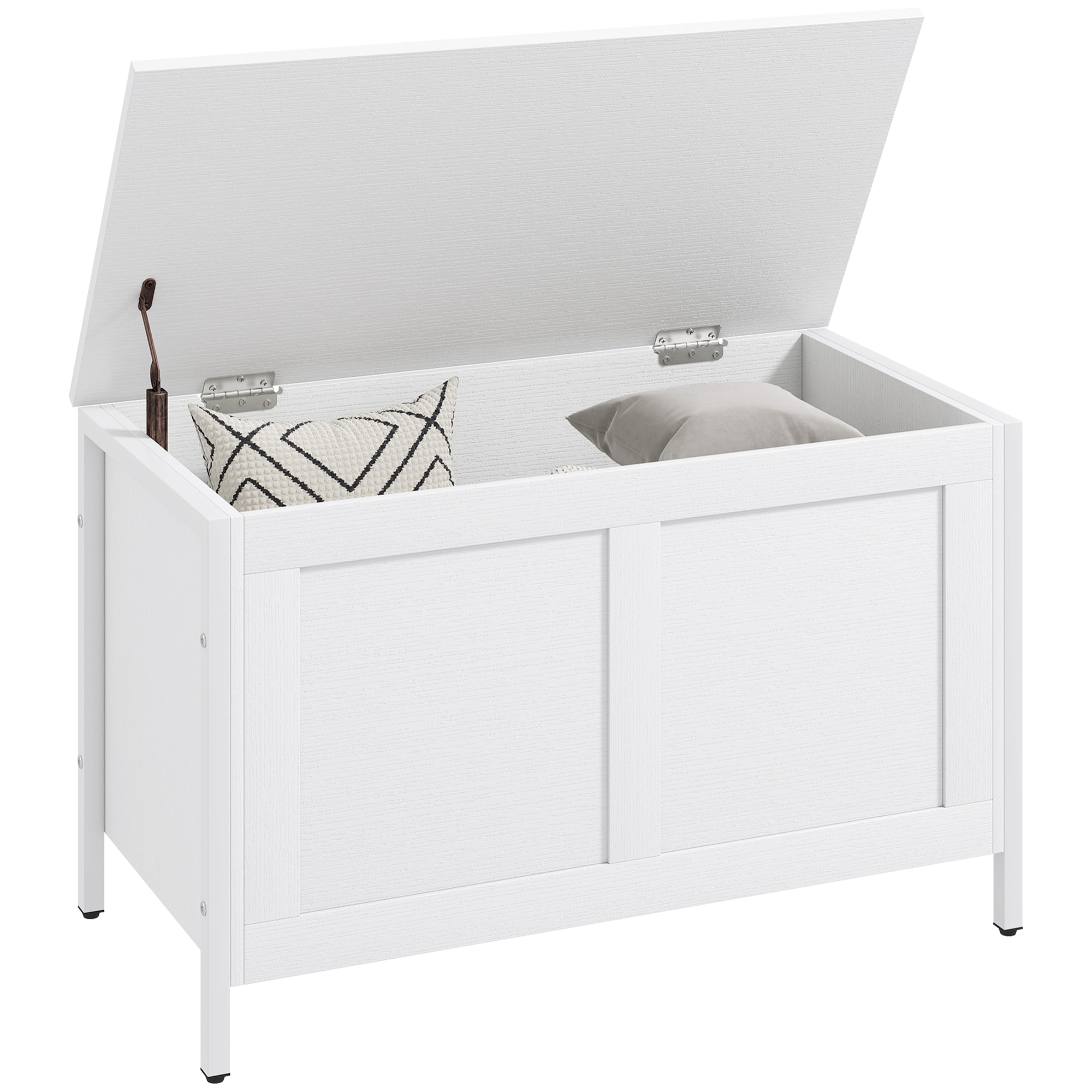 Baúl de Almacenaje para Dormitorio 95 L Banco de Almacenaje con Tapa Bisagra de Seguridad para Pasillo Salón 80x40x50 cm Blanco Veteado