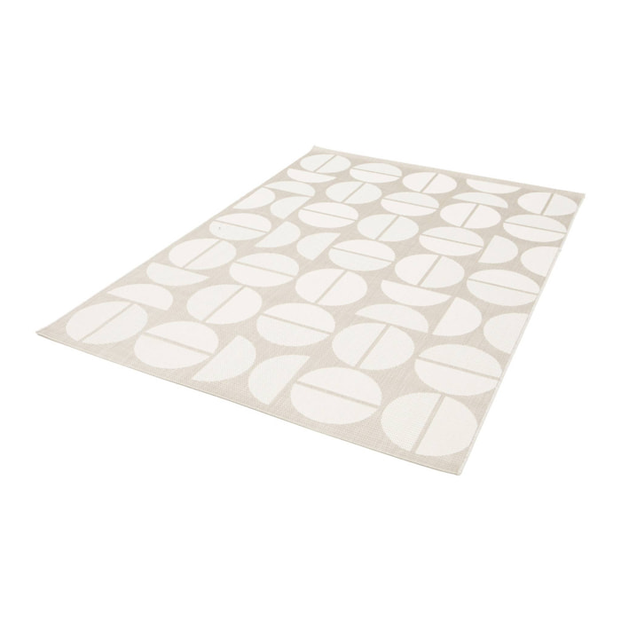 Tapis intérieur/extérieur motifs géométriques beige polyester recyclé Megan 120x170cm