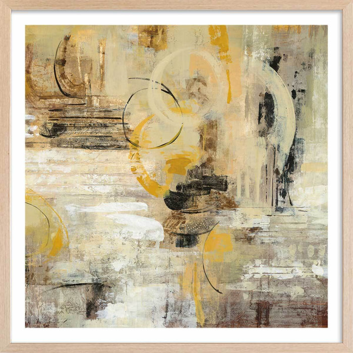 Affiche Lueur couleur crème Affiche + cadre en bois - Chêne