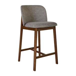 Tabourets de bar en tissu effet velours texturé gris et bois foncé H69 cm (lot de 2) TIEGA