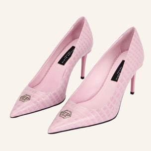 PHILIPP PLEIN Cocco Print Decolette Mid Heels Hexagon 9
