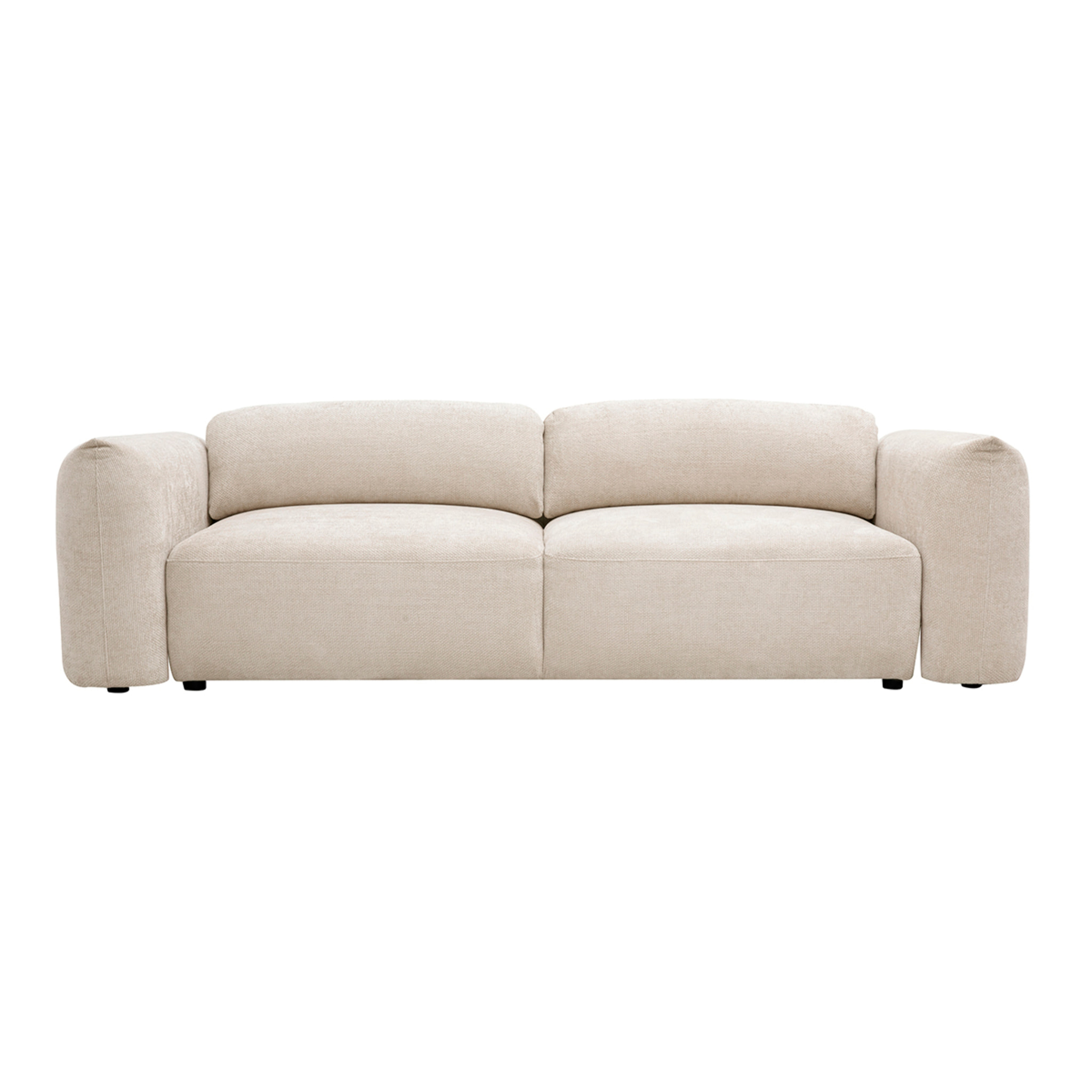 Canapé convertible 4 places avec coffre en tissu velours chenille beige SWELL
