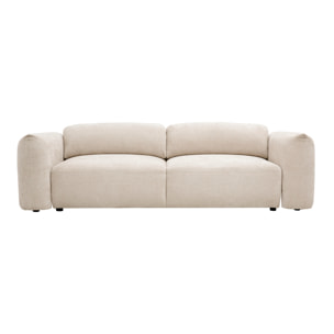 Canapé convertible 4 places avec coffre en tissu velours chenille beige SWELL