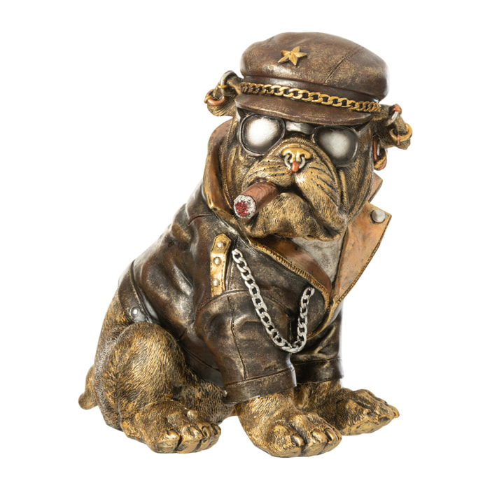 J-Line décoration Bulldog Sigaret A - polyrésine - brun