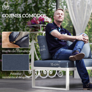 Conjunto de Muebles Jardín Exterior de 4 Piezas Sofá Exterior Seccional Forma de L con 2 Sofás de 2 Plazas Sofá de Esquina con Asiento Ajustable y Mesa Centro de DPC con Cojines Beige y Gris