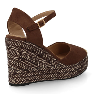 Alpargata de cuña con trenzado bicolor