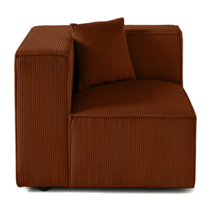 Arty - module d'assise gauche - en velours côtelé - Terracotta