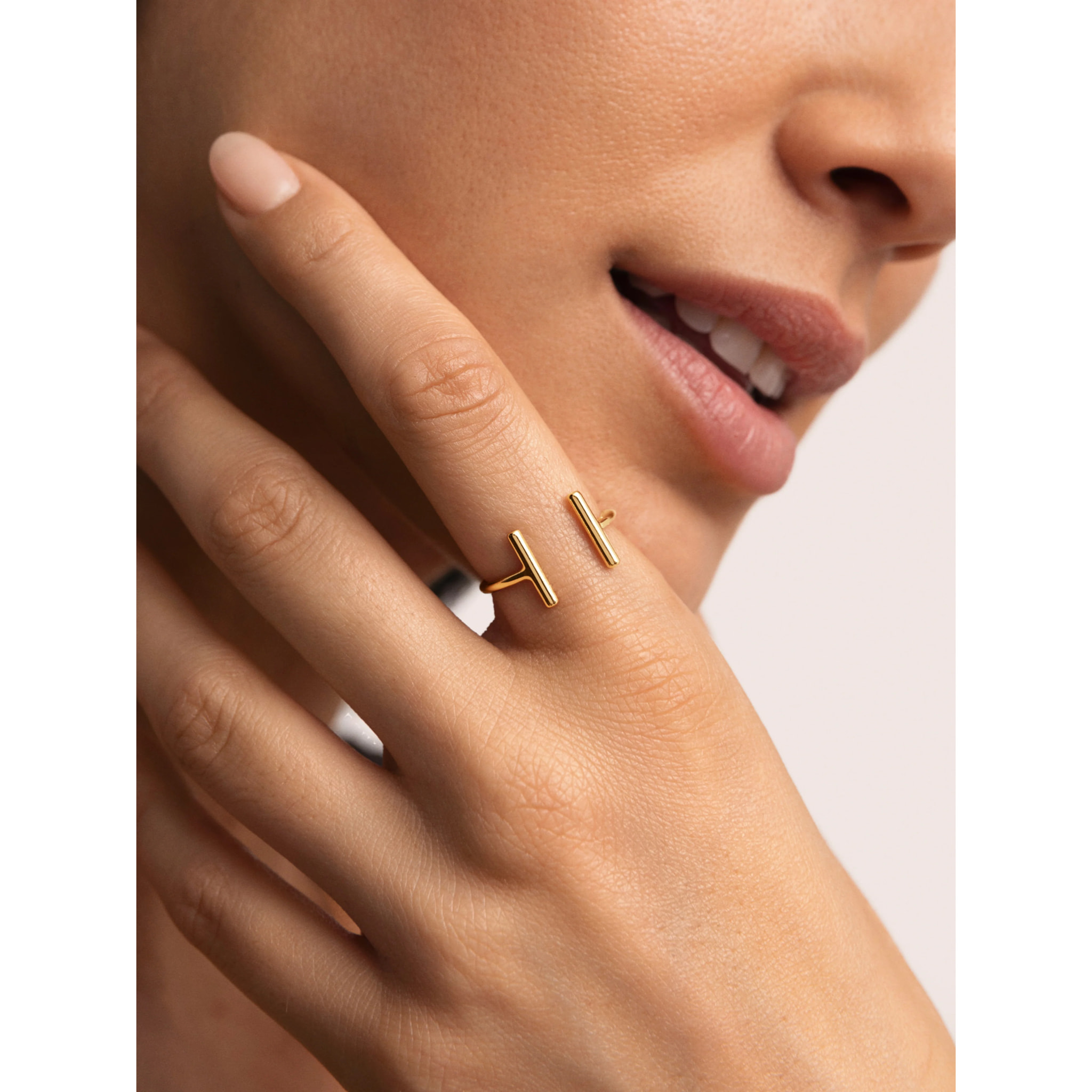 Anillo Sticks Plata Baño Oro