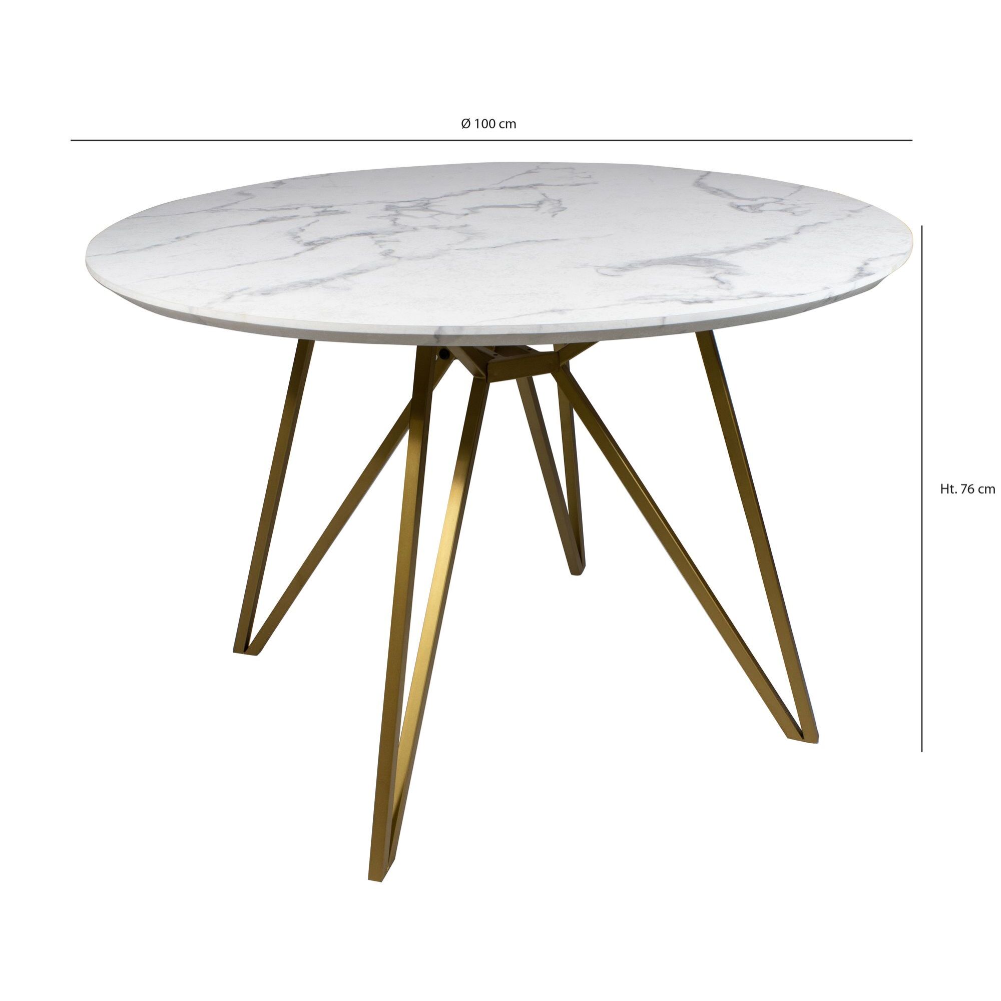 Table effet marbre et pieds en métal doré 100cm HOXTON