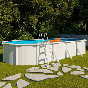 Piscine hors sol acier ovale 7,30 x 3,65 x 1,2 m blanche SAPHIR