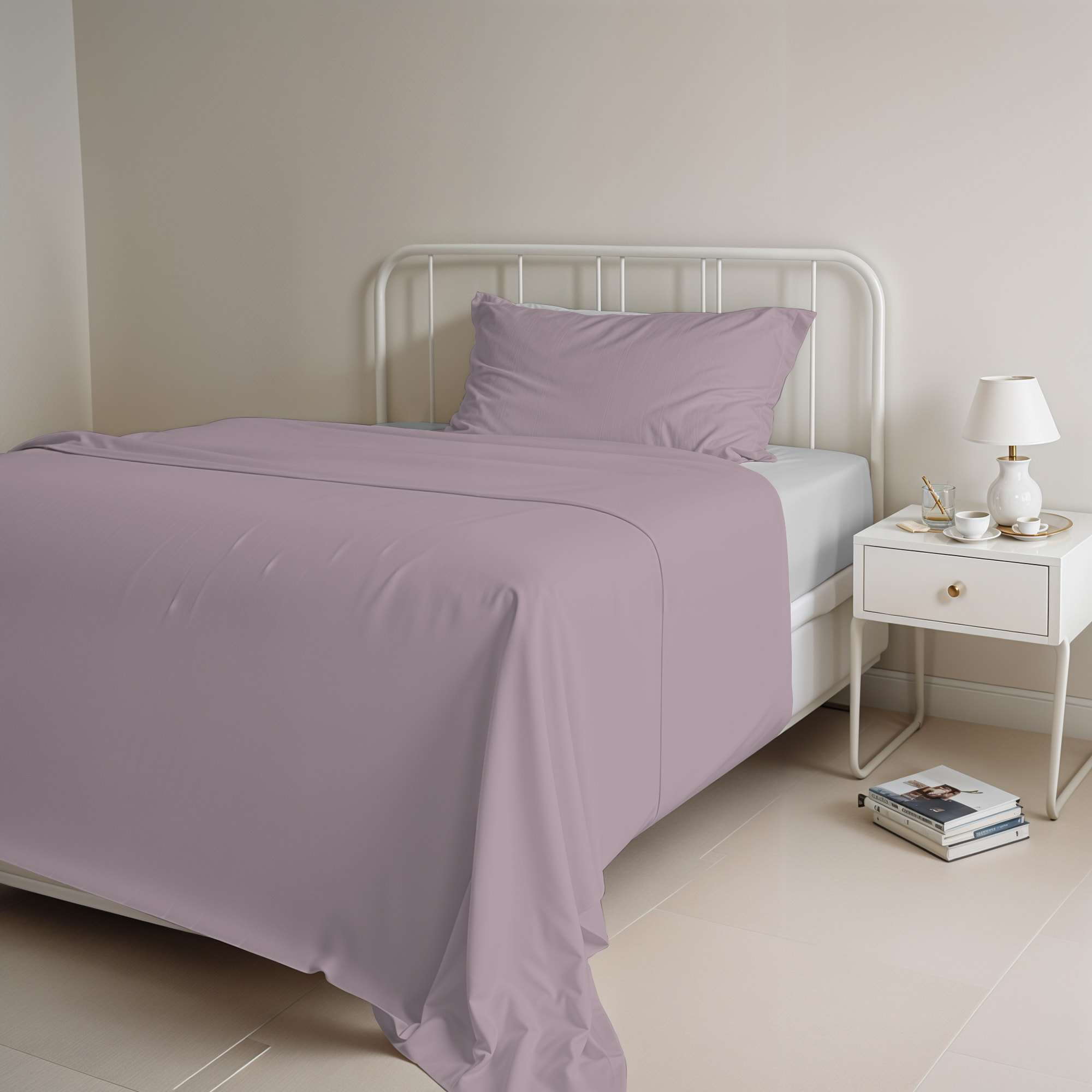 COMPLETO LETTO NATURAL COLOR, 100% COTONE - SINGOLO