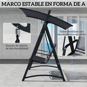 Columpio de Jardín de 3 Plazas, Balancín de Jardín Exterior con Techo Ajustable, UPF50+, Asiento Transpirable y Marco de Metal, para Patio, Terraza, Carga 360 kg, 188x130x183 cm, Gris