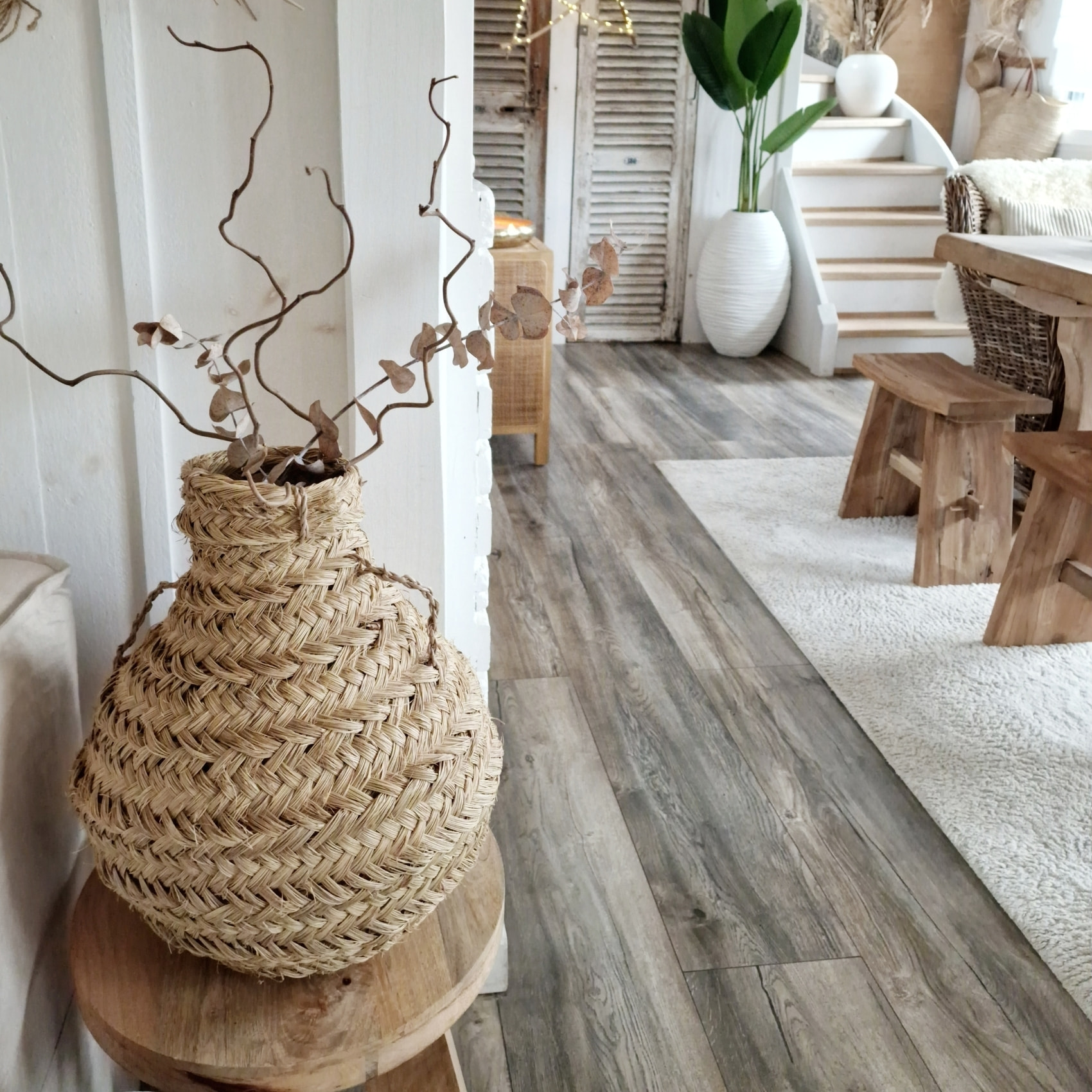 Grand panier déco jarre - Naturel