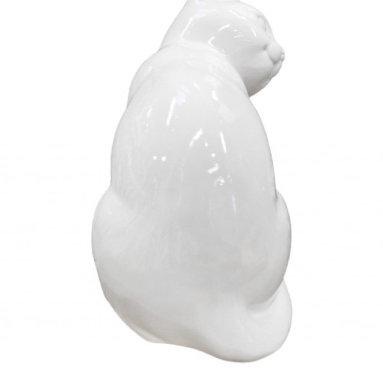 Statuette chat résine blanche H23cm - NALA