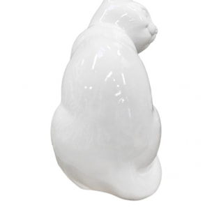 Statuette chat résine blanche H23cm - NALA