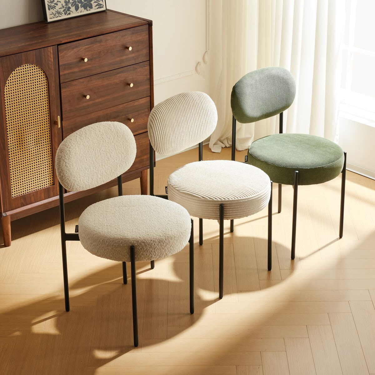 Lot de 2 chaises en tissu bouclé - EVORA