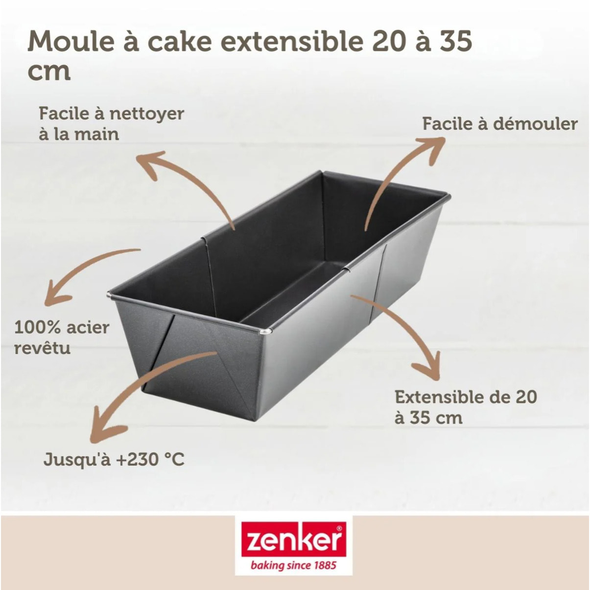 Moule à cake extensible 20 à 35 cm Zenker Black Metallic