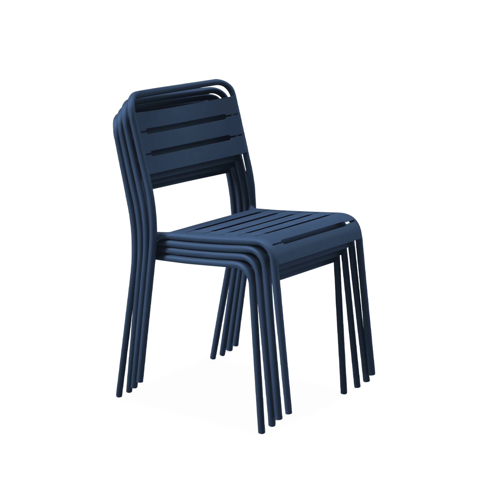 Lot de 4 chaises de jardin acier. 4 places. marine. Amelia. L44 x P52 x H79cm