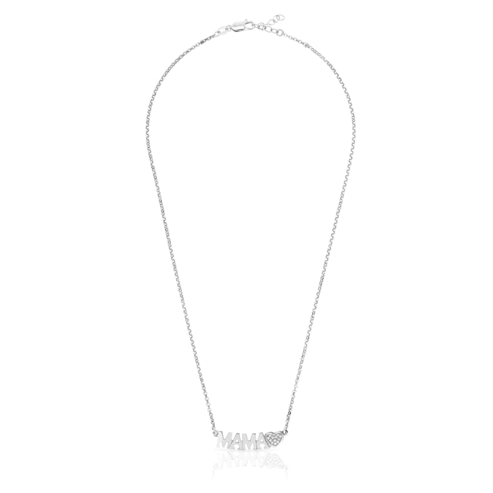 Collar de Plata de Ley 925 con inserción de colgante MAMA+ Circonita