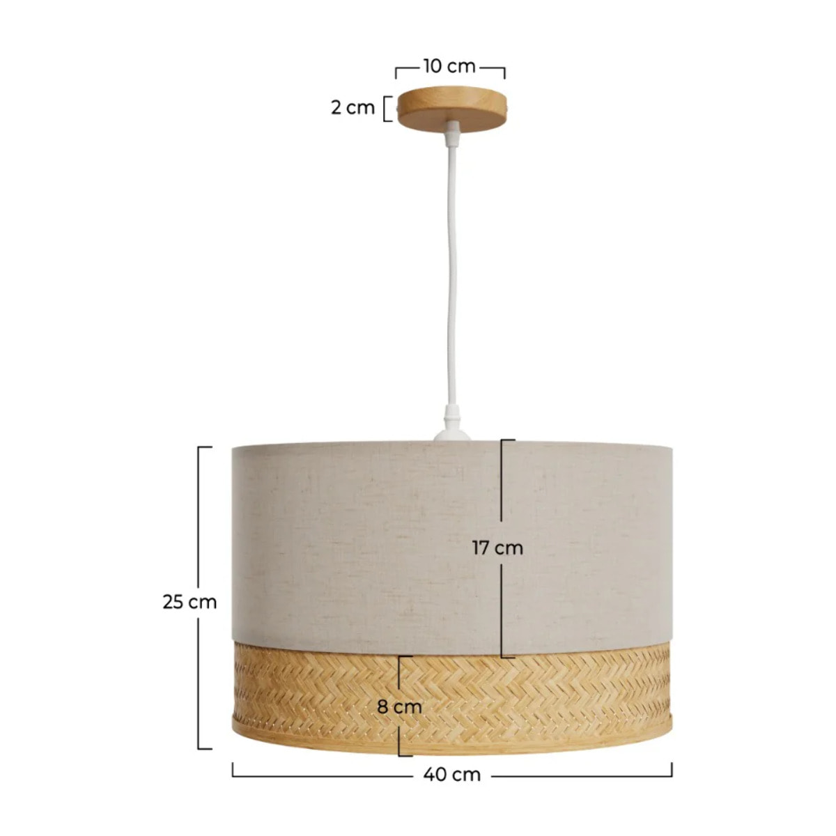 Suspension en bambou naturel, papier et métal D40 cm - Baikal