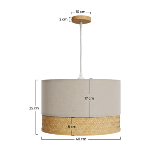 Suspension en bambou naturel, papier et métal D40 cm - Baikal