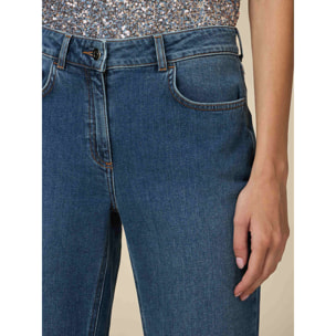 Oltre - Jeans cropped con risvolto e borchie - Blu