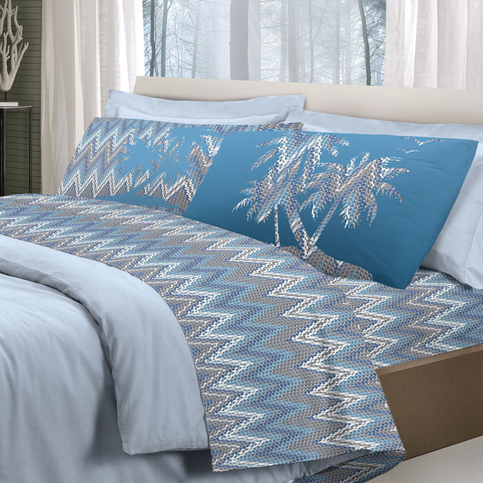 Completo letto palme azzurro