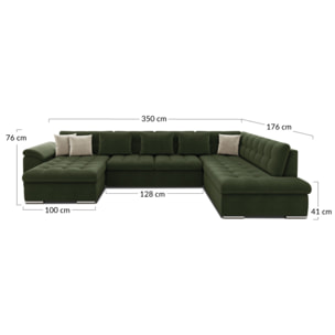Chuck - canapé panoramique XXL - convertible avec coffre - 7 places - droit - Noir / Gris