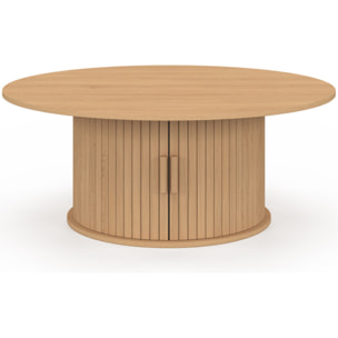 Table basse ronde Albane pied lattes avec rangement Ø100cm
