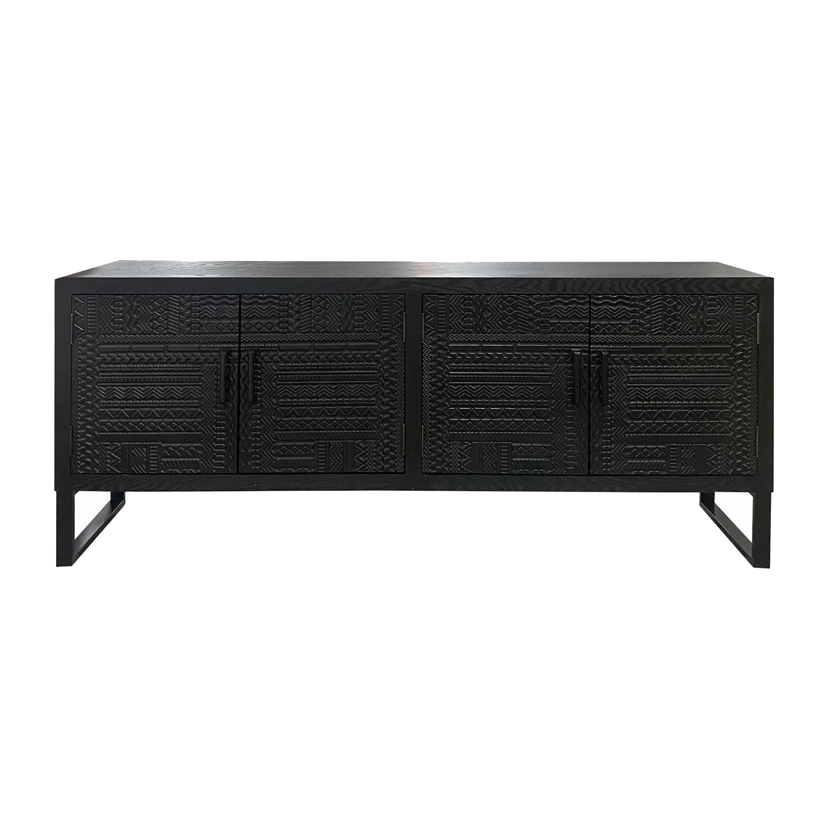 Mueble tv de madera de fresno en color negro de 152x35x61cm