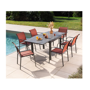 Ensemble table et chaises de jardin  - terracotta - HONFLEUR BEZIERS ARDOISE