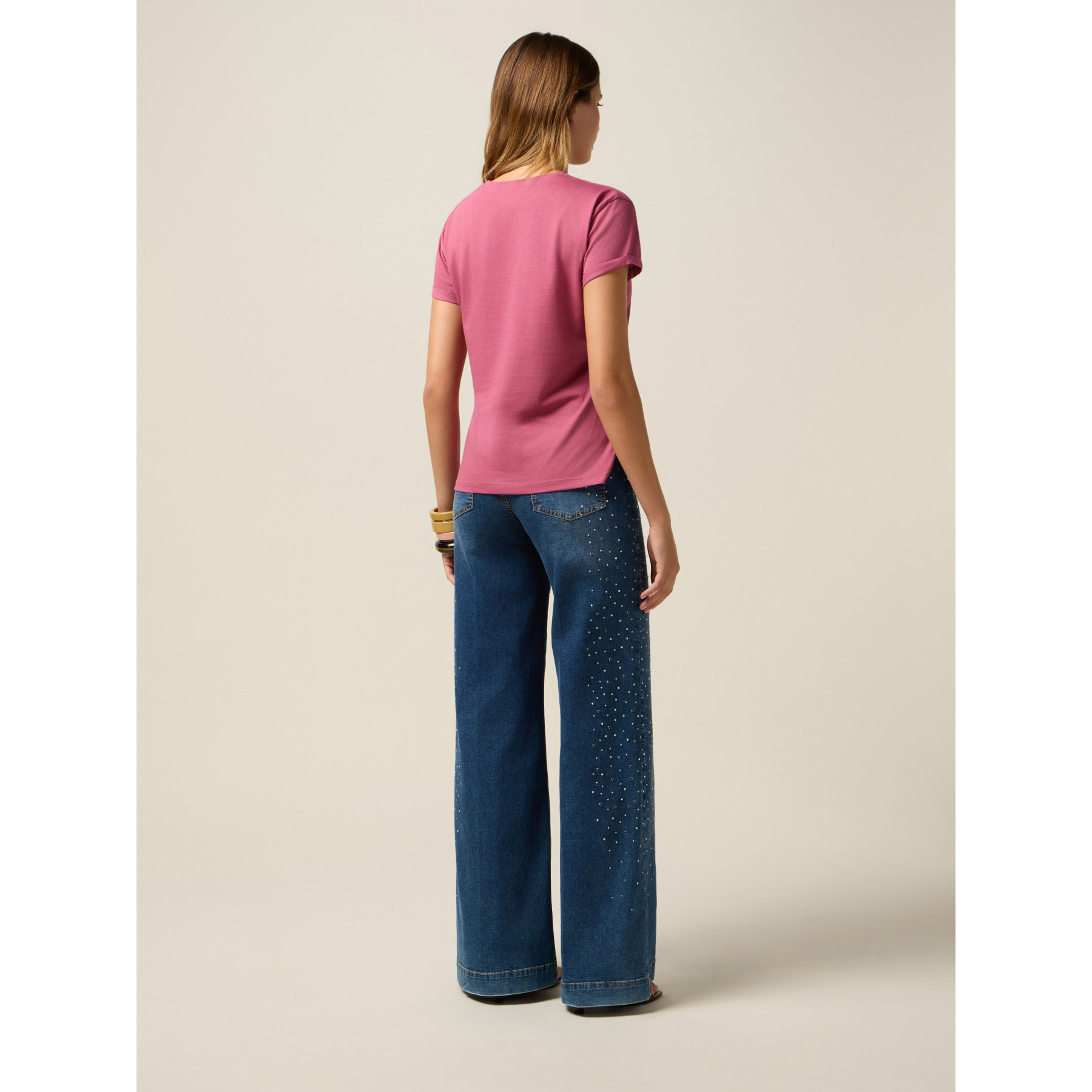 Oltre - Camiseta con bordado de letras - Rosa