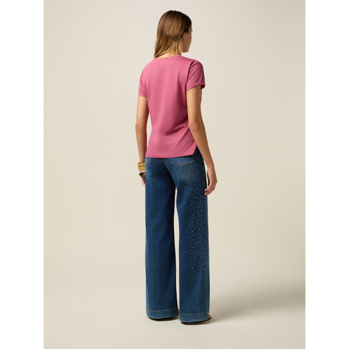 Oltre - Camiseta con bordado de letras - Rosa