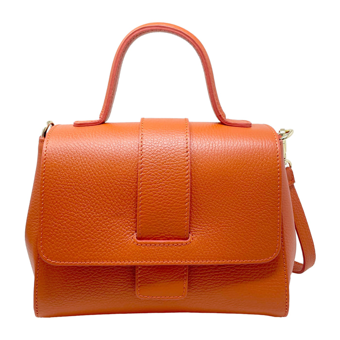 Chicca Borse - Borsa a Mano Donna in Vera Pelle - Colore Arancione