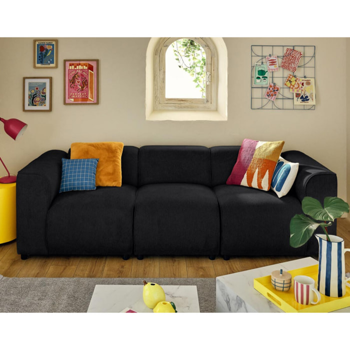 Suaro - Module d'assise sans accoudoirs en tissu texturé - Noir